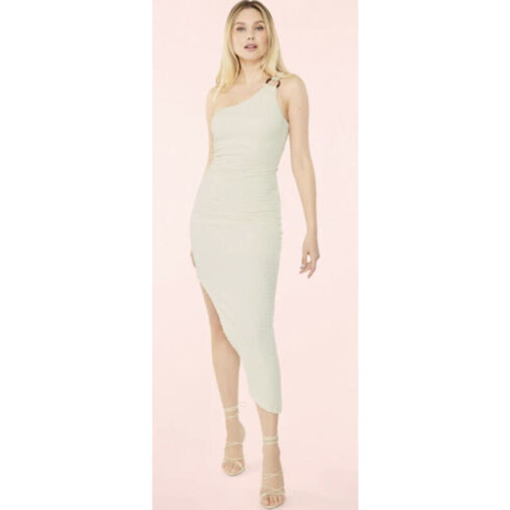 Likely One Shoulder Dress Asymmetrical Bodycon Midi Dress Size 4 NWT